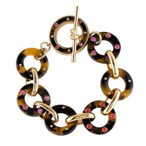 Kate Spade Out Of Her Shell Link and Chain Bracelet/ Toggle Clasp faux tortoise